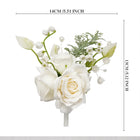 Uflower White Series With Greenery Bride Bouquet Wrist Corsage Groom Boutonniere Wedding Event Supplies SET80080-12 - Uflower