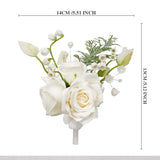 Uflower White Series With Greenery Bride Bouquet Wrist Corsage Groom Boutonniere Wedding Event Supplies SET80080-12 - Uflower