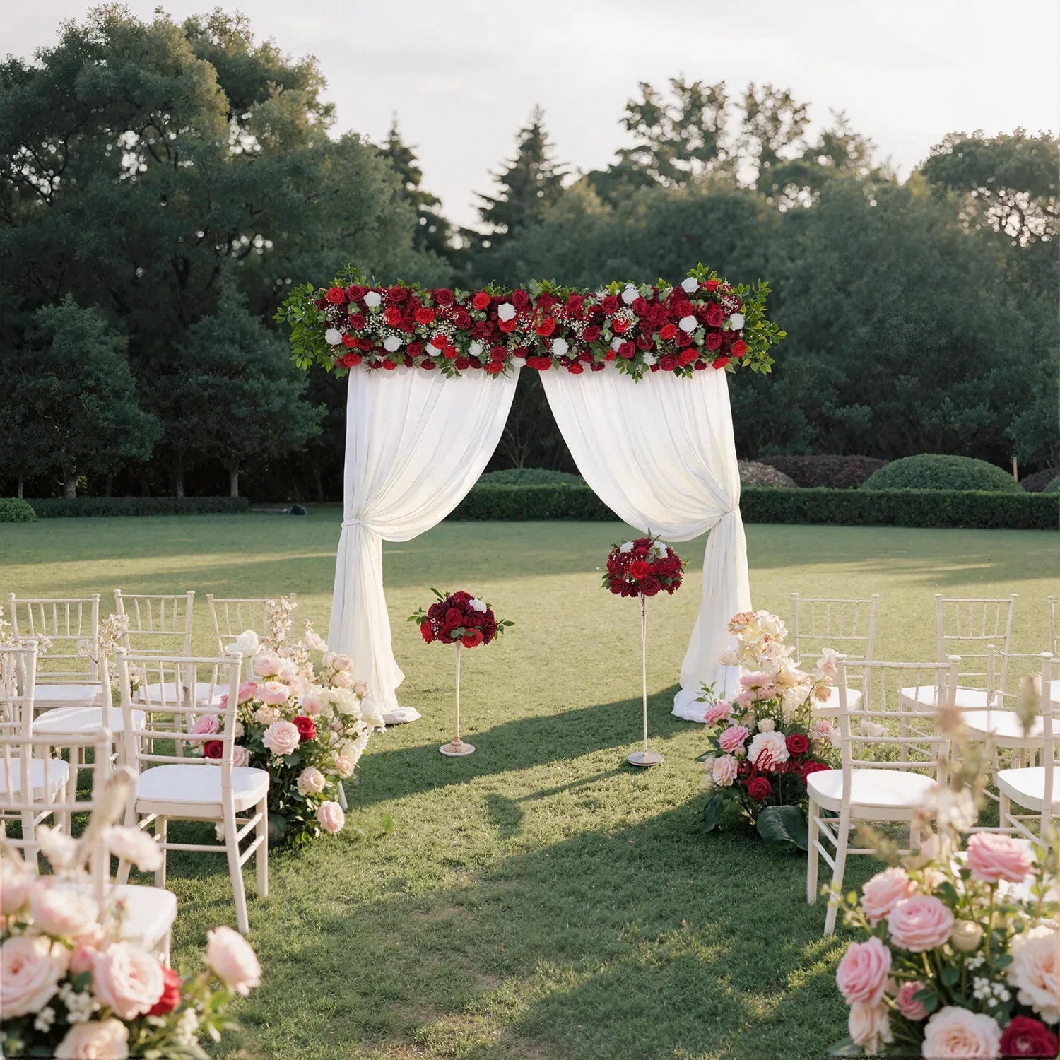 Uflower Artificial Burgundy Roses Flower Row Decorate SET80031 - Uflower