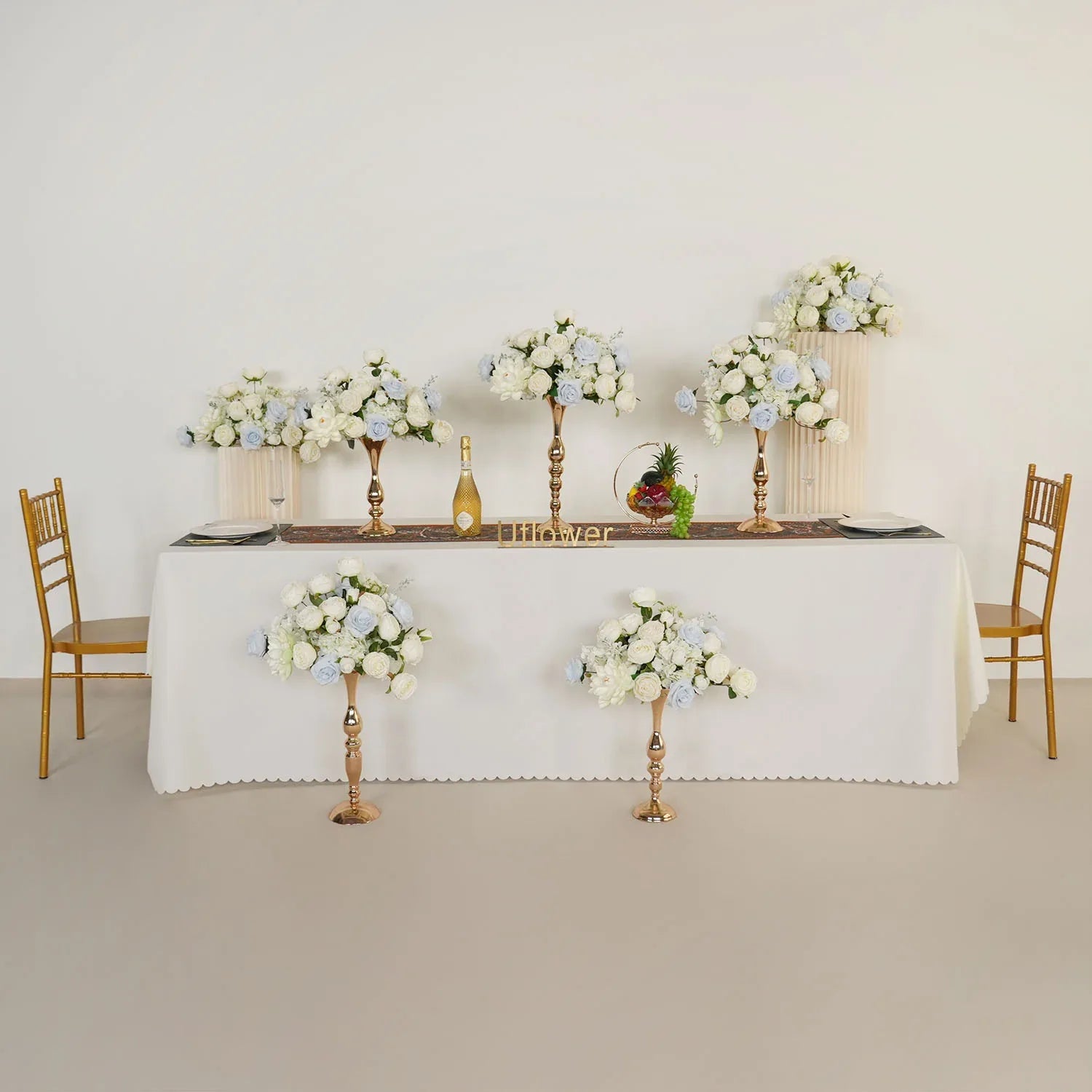 Uflower White Rose Wedding Table Centerpiece Flower Arrangement MD80041-01 - Uflower