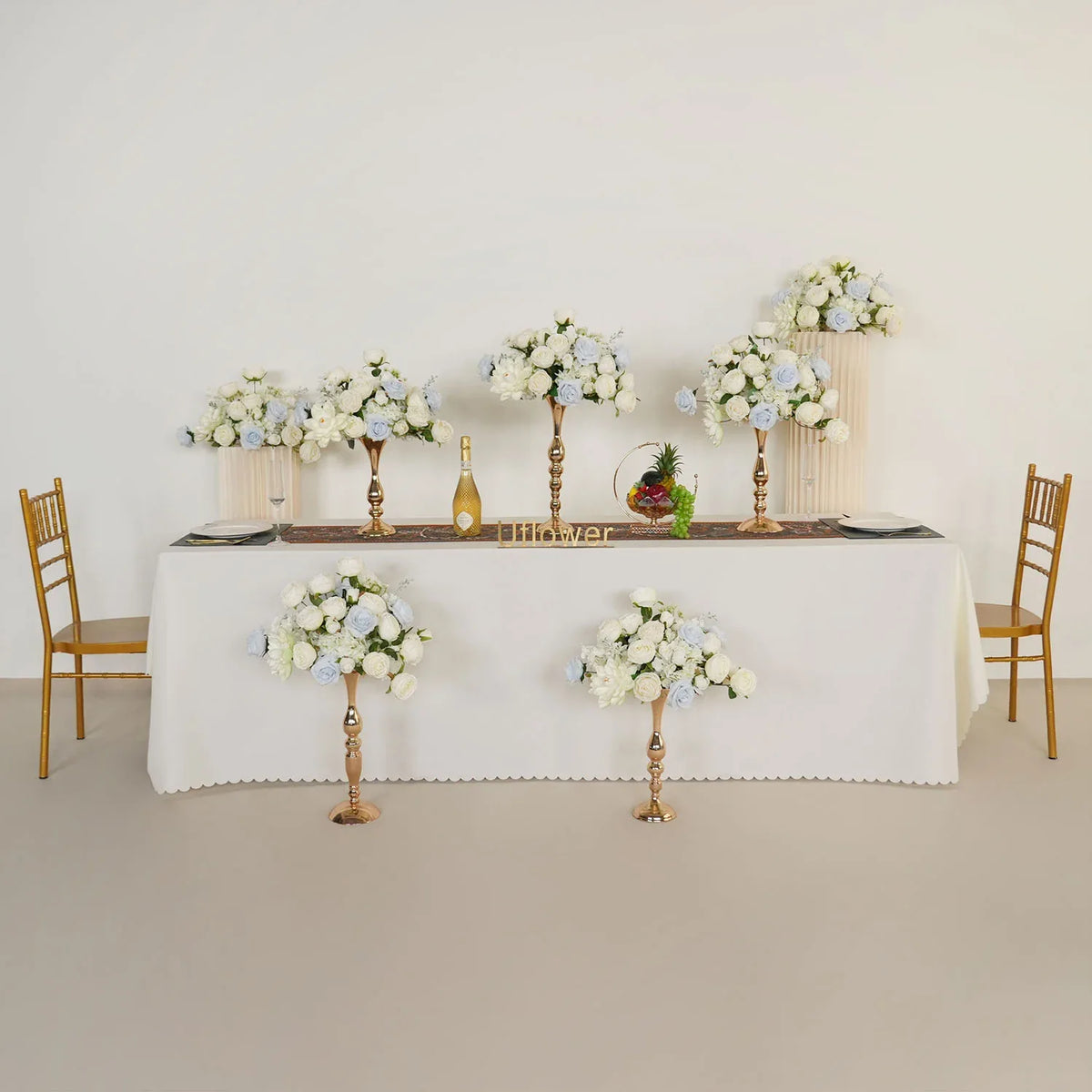 Uflower White Rose Wedding Table Centerpiece Flower Arrangement MD80041-01 - Uflower