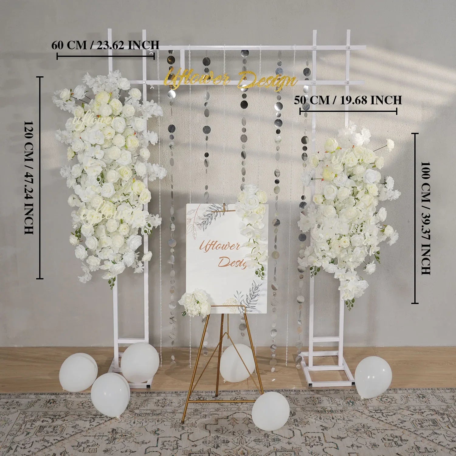 Uflower Artificial White Wedding KT Backdrop Flower Row Decor SET80129 - Uflower