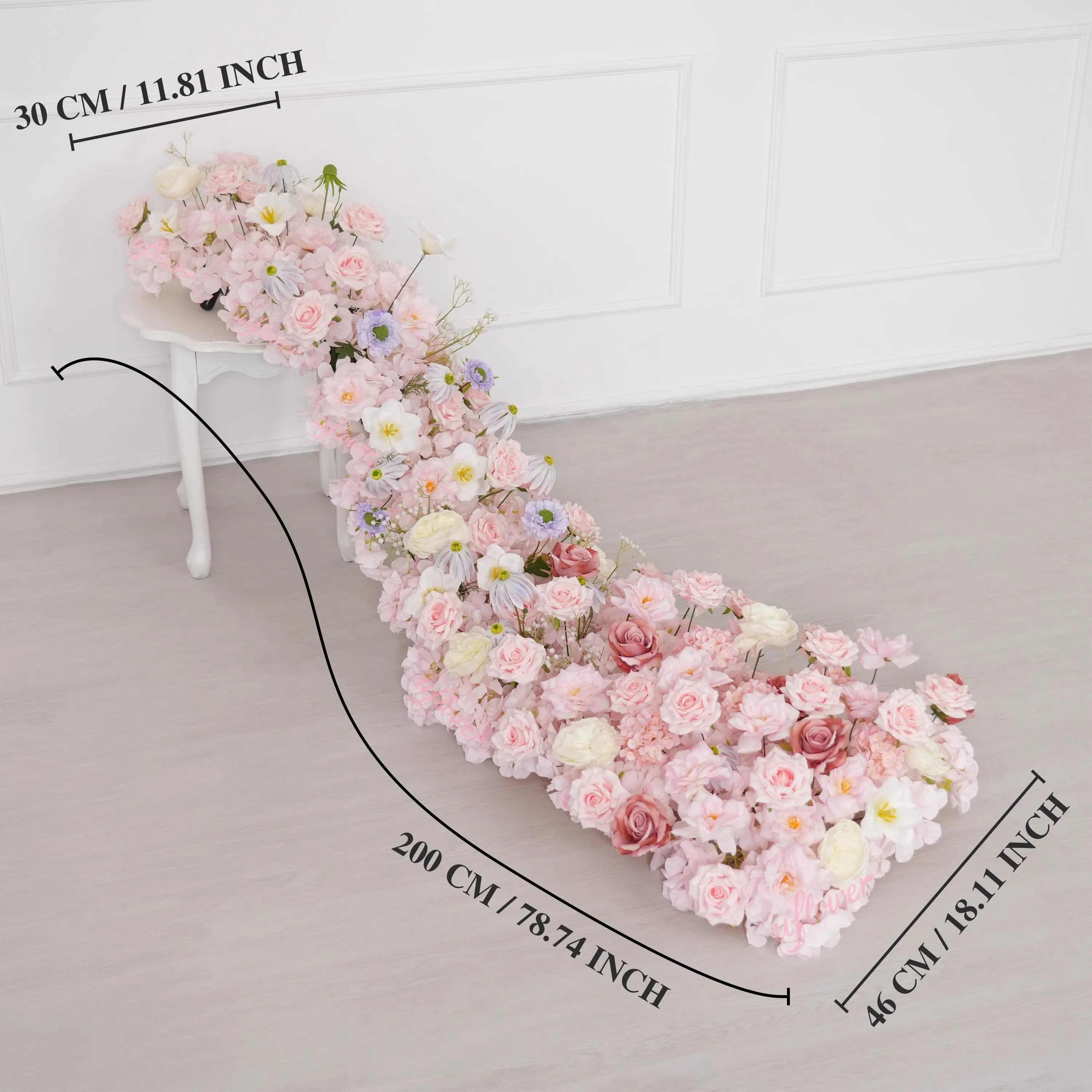 Uflower Pink Table Runner Sofa Floral Wedding Backdrop Decor MC80280-01