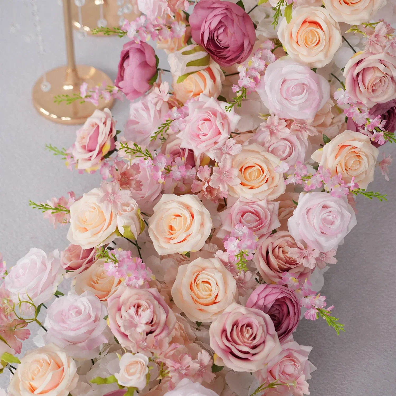 Uflower Pink Rose Sofa Table Runner Floor Flower Arrangement MC80024 - Uflower