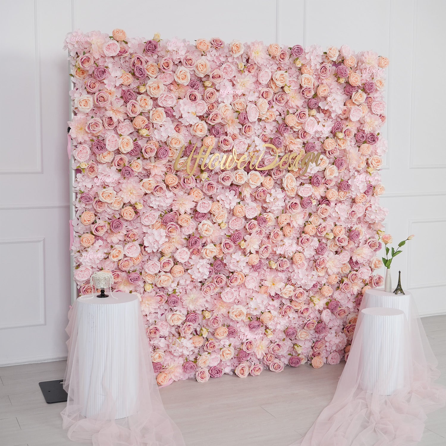UflowerBlush Rose Flower Wall Backdrop Wedding Party Decoration SET80093-01