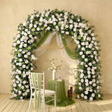 Uflower White Rose Green Leaf Floral Row Decor Wedding Backdrop Door Arch SET80147 - Uflower