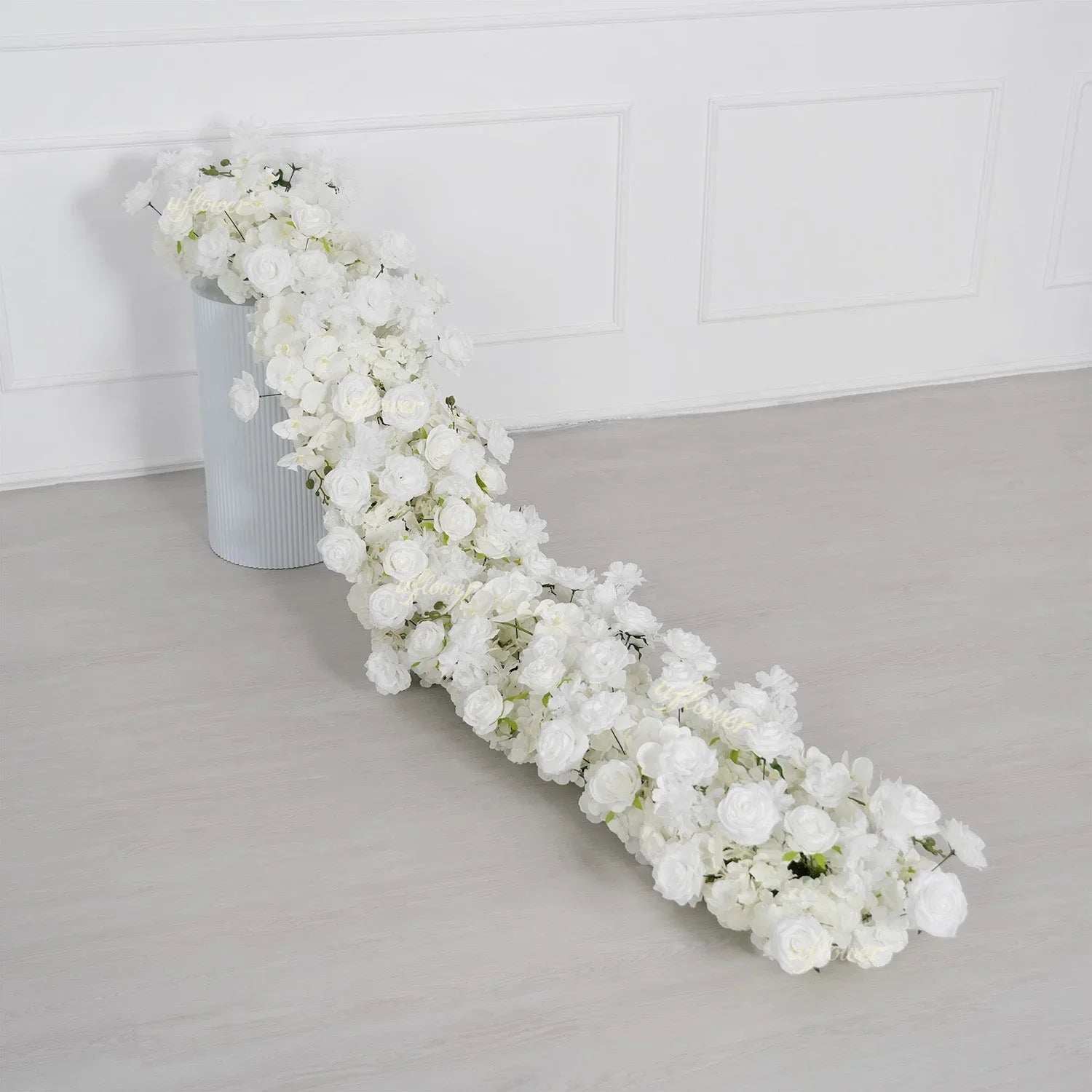 Uflower White Orchid Rose Table Runner Sofa Floral Wedding Backdrop Decor SET80185 - Uflower