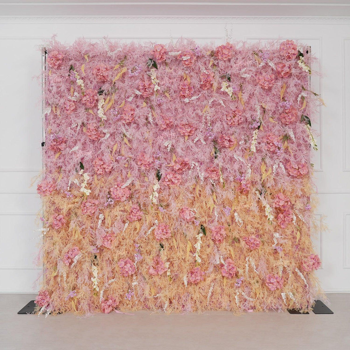 Uflower Flower Wall Champagne Pink Frost Floral Backdrop Wedding Party Proposal Decor SET80215 - Uflower