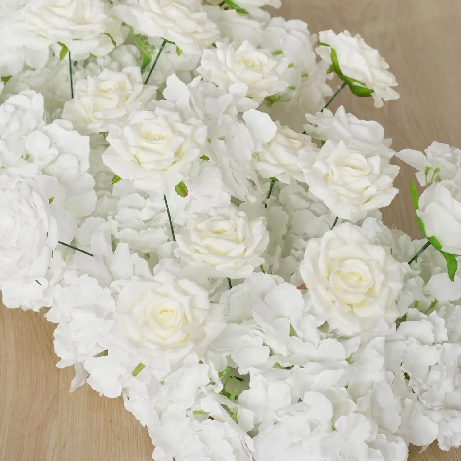 Uflower White Rose Table Runner Sofa Floral Wedding Backdrop Decor SET80120 - Uflower