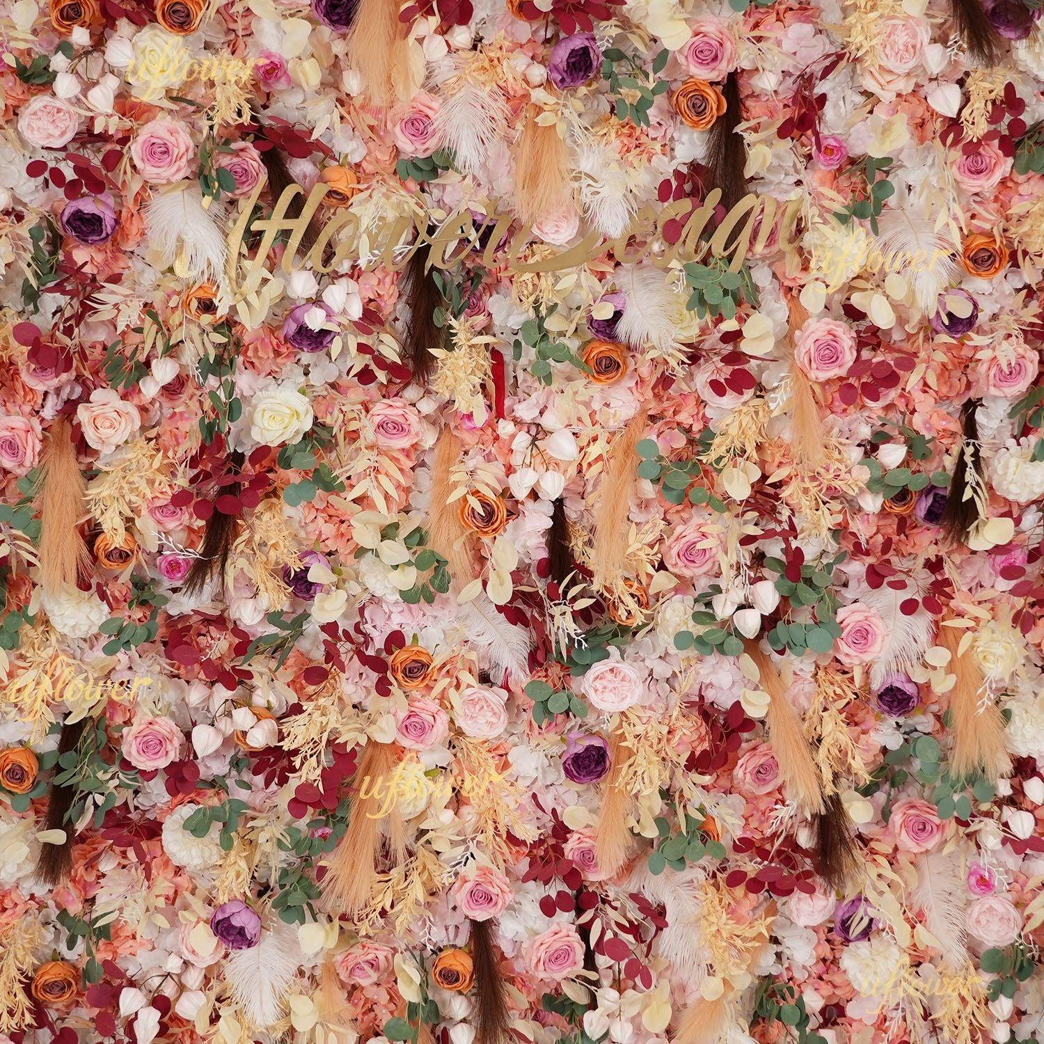 Uflower Champagne Khaki 5D Flower Wall Wedding Party Proposal Decor SET80175 - Uflower