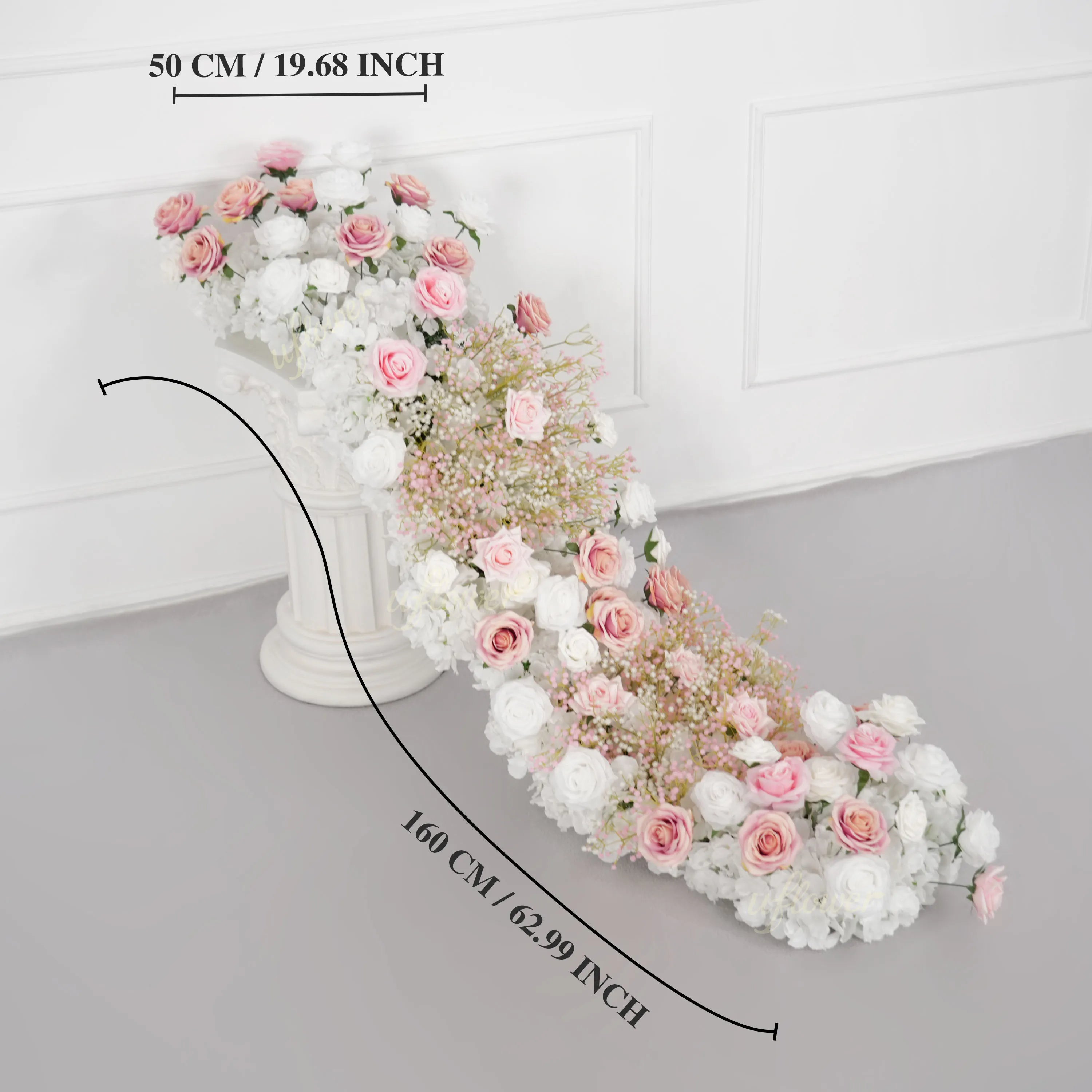 Uflower Baby Breath Pink Sofa Table Runner Floor Flower Arrangement MC80209-01