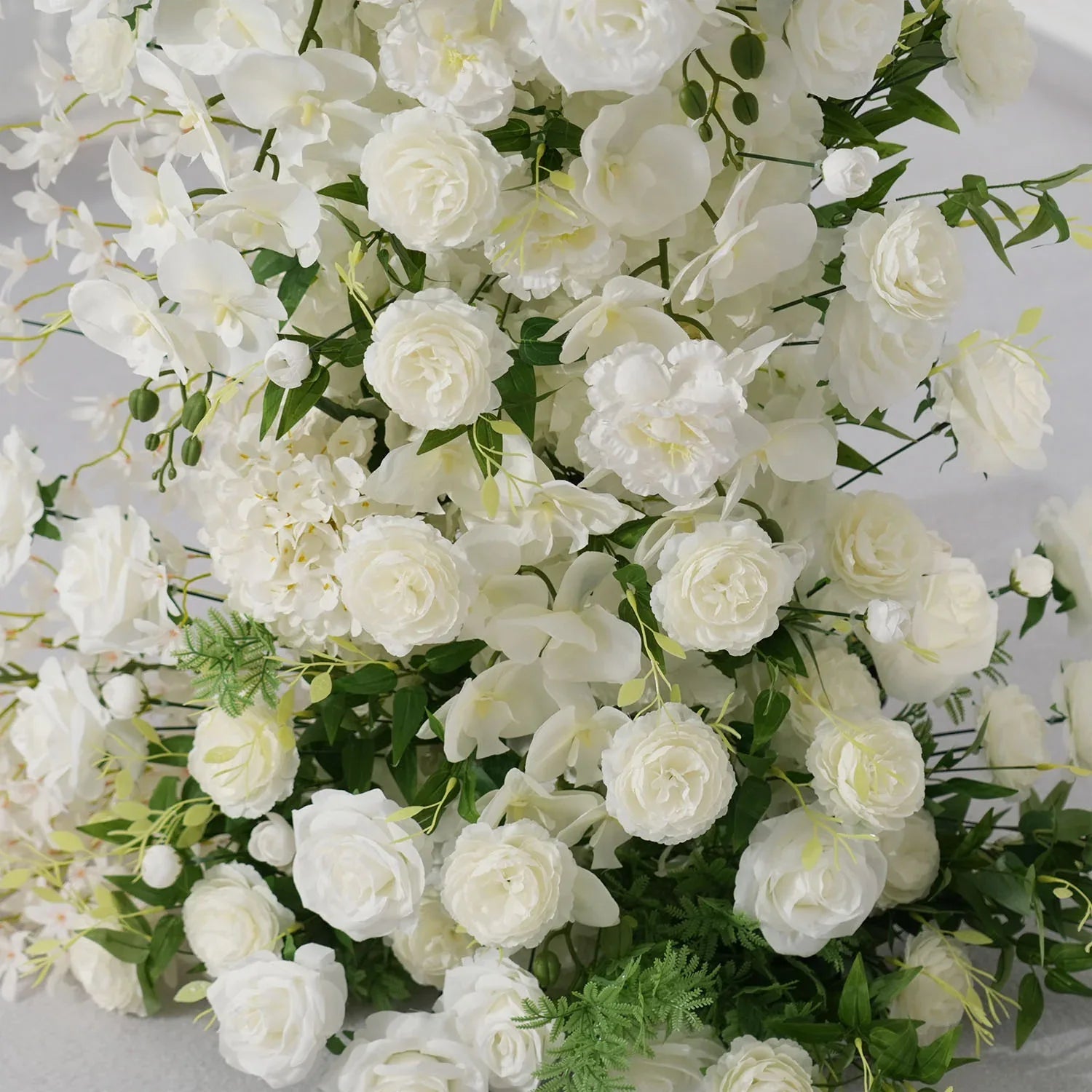 Uflower White Rose Green Leaf Floral Horn Arch Wedding Party Backdrop Decor MC80160-01 - Uflower