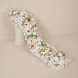 Uflower White Gold Floral Row Wedding & Party Table Runner Decor MC80314-01