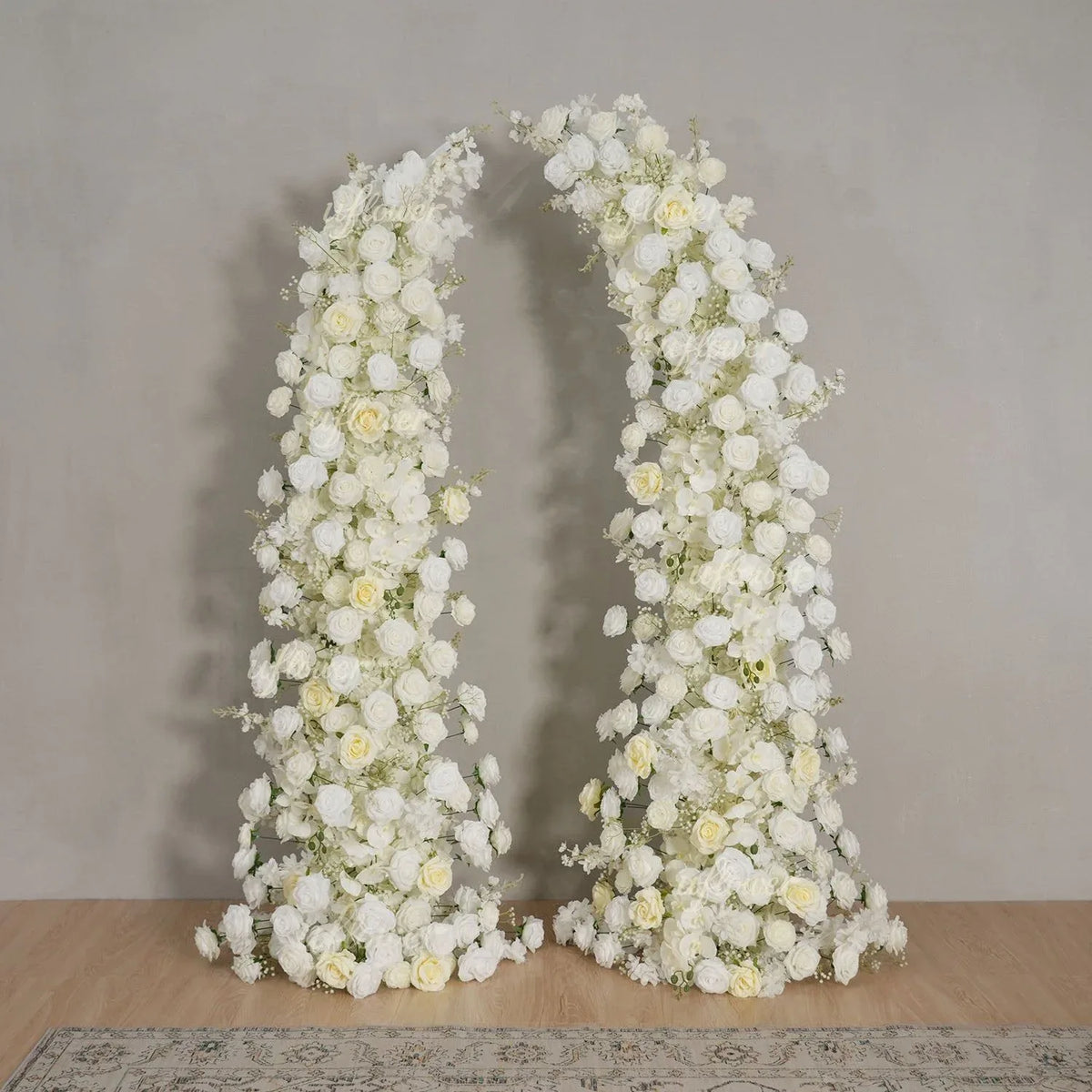 Uflower White Rose Horn Arch Floral Arrangement Wedding Backdrop Decor SET80162 - Uflower