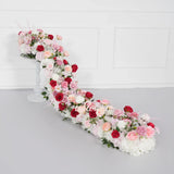 Uflower Pink White Rose Table Runner Sofa Floral Wedding Backdrop Decor SET80137 - Uflower