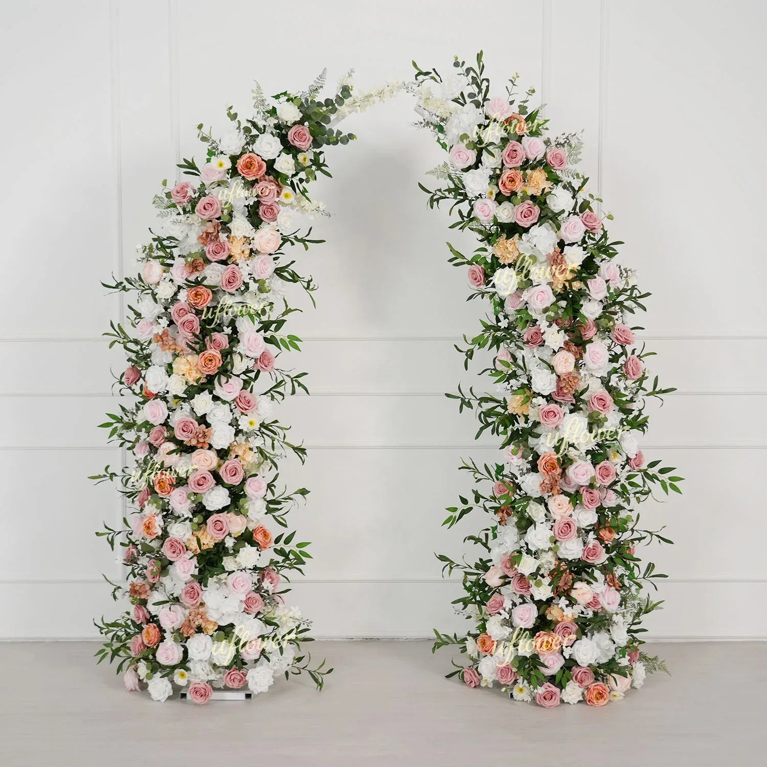 Uflower Blush Pink White Flower Horn Arch Wedding Party Birthday Backdrop Decor SET80191 - Uflower