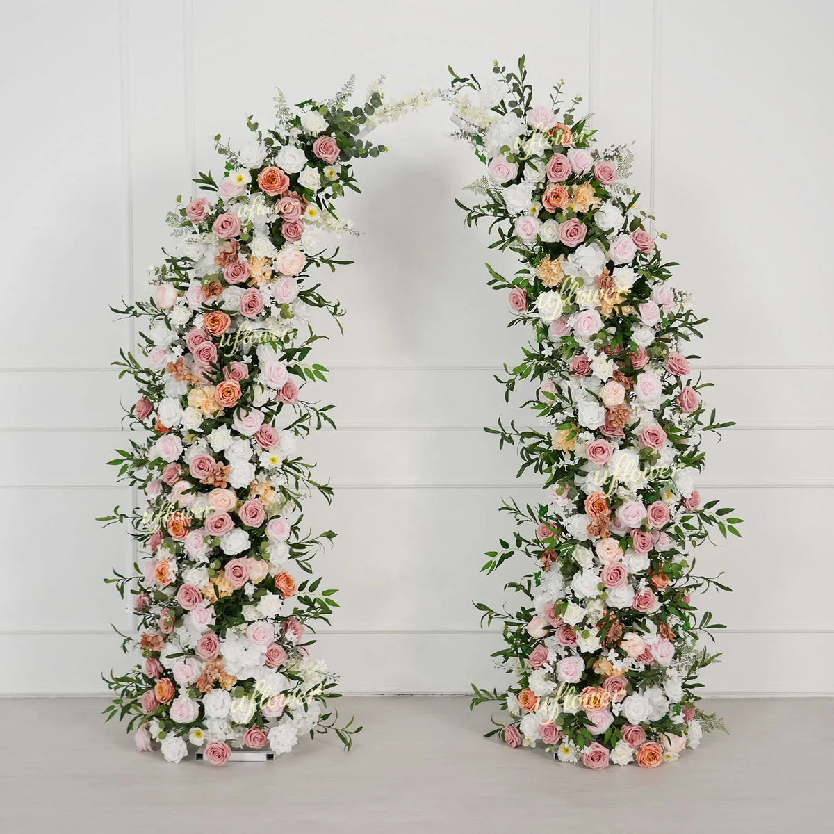 Uflower Blush Pink White Flower Horn Arch Wedding Party Birthday Backdrop Decor SET80191 - Uflower