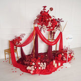 Uflower Red Floral Arrangement Wedding Backdrop Floral Props SET80164-01 - Uflower