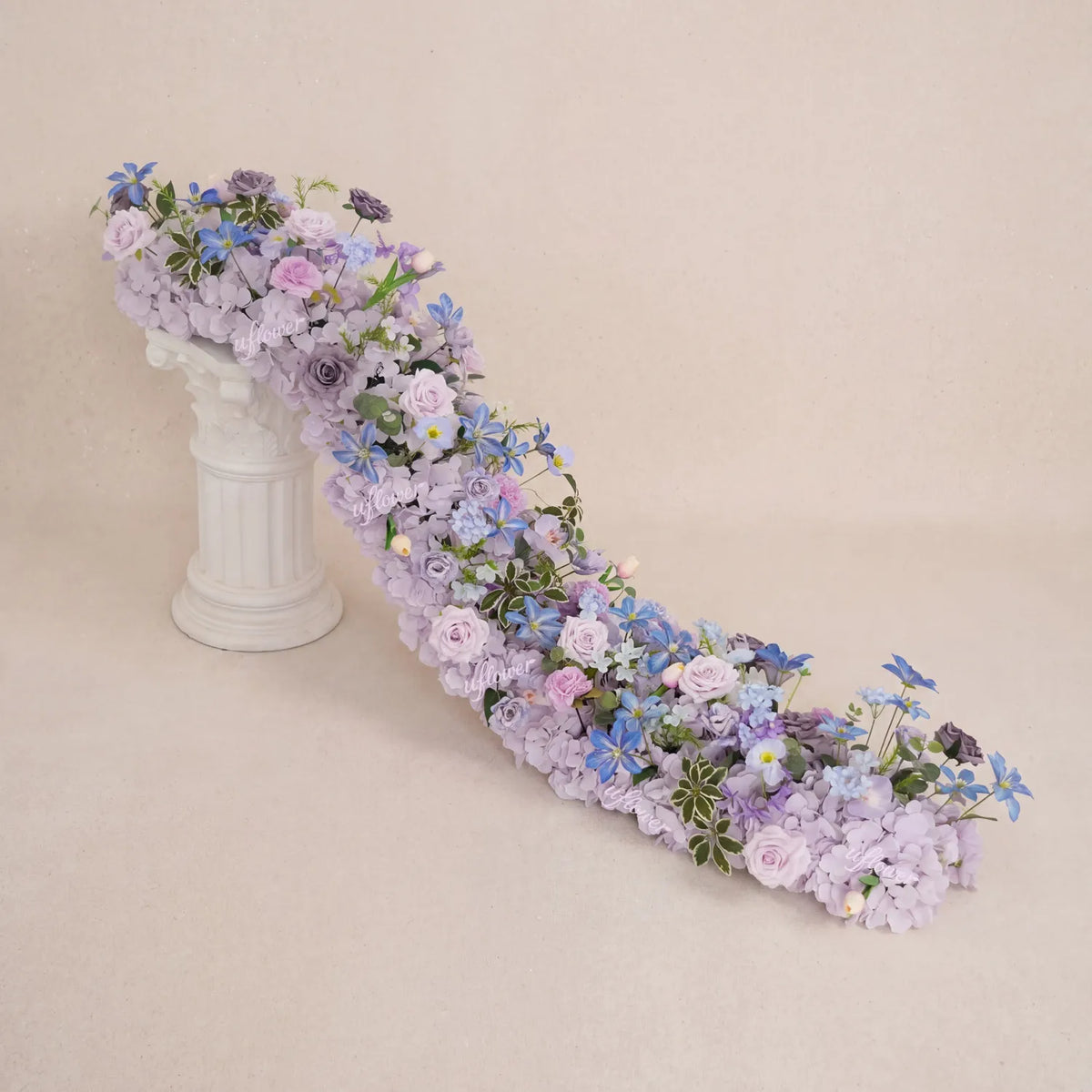 Uflower Purple Floral Row Wedding & Party Table Runner Decor MC80312-0