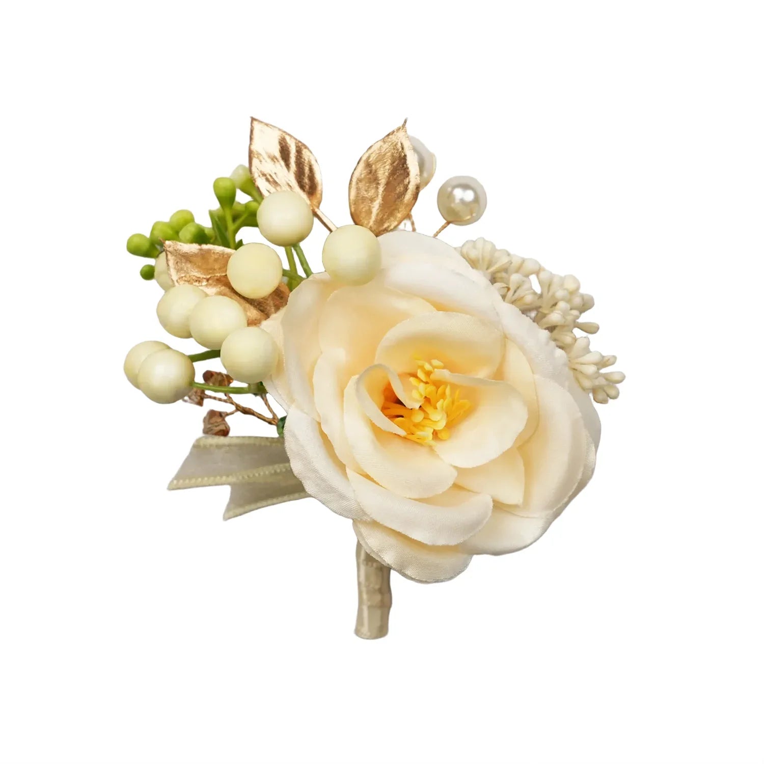 Uflower Champagne Series Bride Bouquet Wrist Corsage Groom Boutonniere Wedding Event Supplies SET80080-10 - Uflower