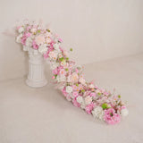 Chemin de table Uflower rose clair avec motifs floraux pour mariage et fête, décor MC80311-01