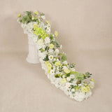 Uflower Crème Blanc Vert Motif Floral Chemin de Table pour Mariage et Fête Décoration MC80307-01