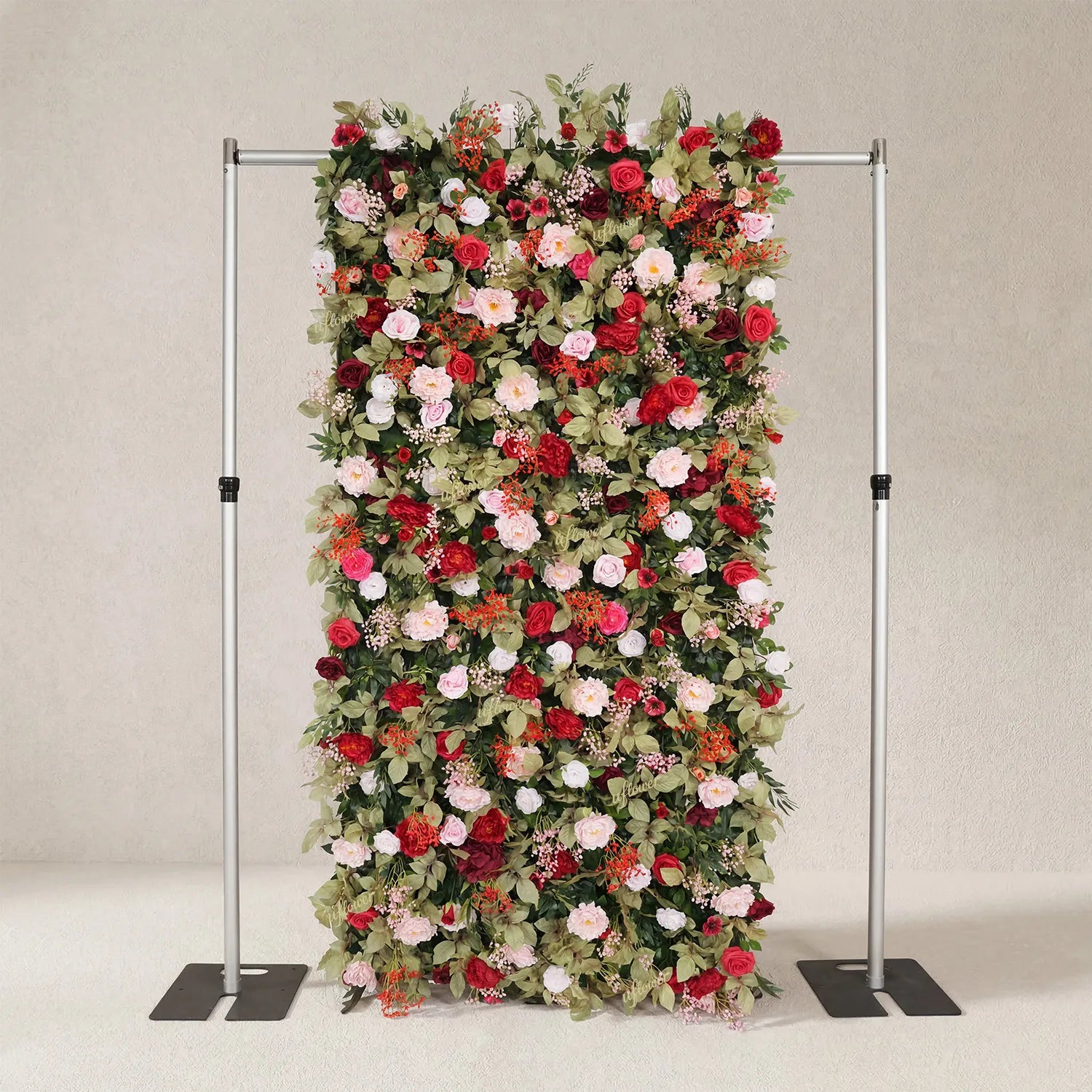 Uflower Red Pink Baby's Breath Floral Wall Wedding Backdrop Birthday Party Decor SET80245-01