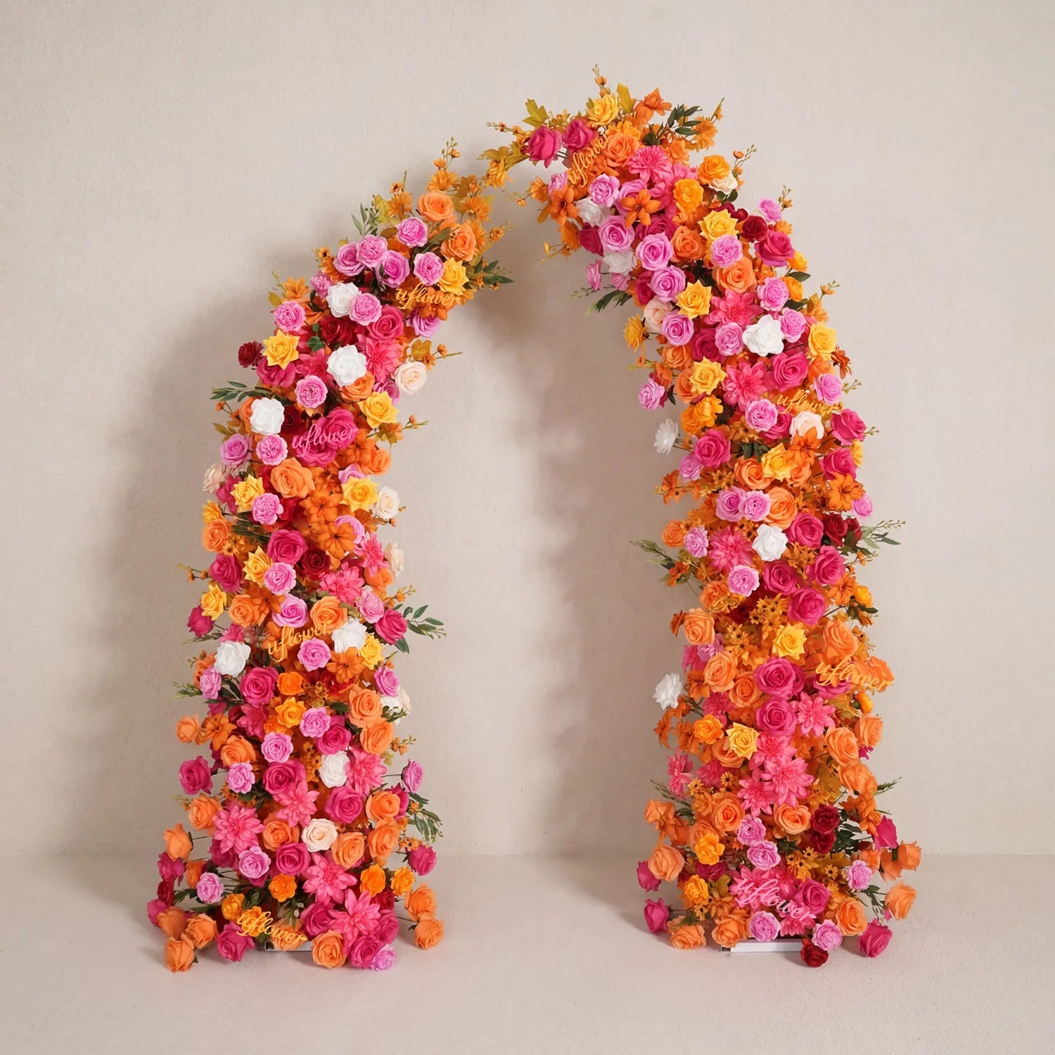 Uflower Orange-Rose Horn Arch Wedding Backdrop Party Event Decor Props SET80235