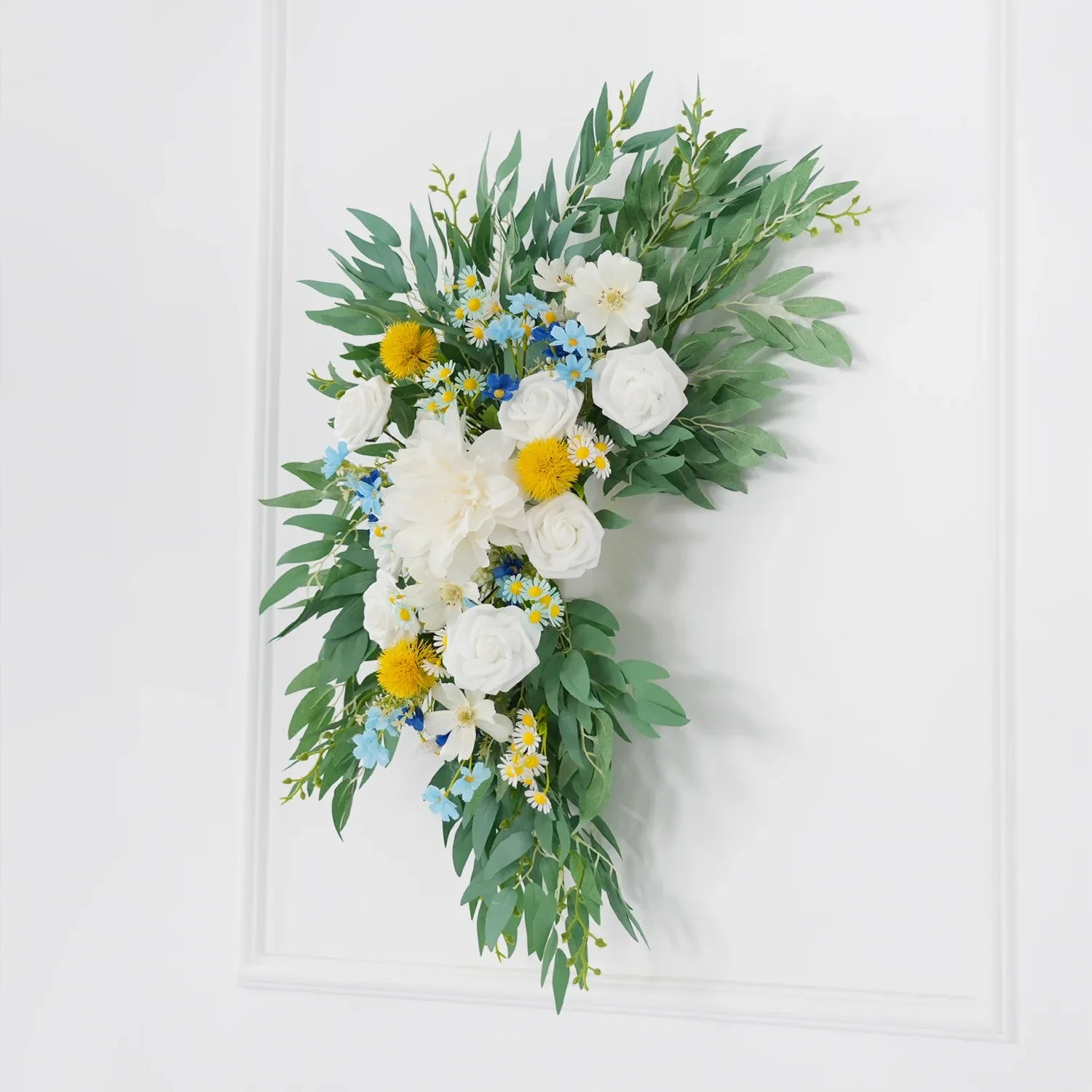 Uflower Rose Green White Flower Willow Leaf Wedding Welcome Flower Floral Decor SET80076 - Uflower