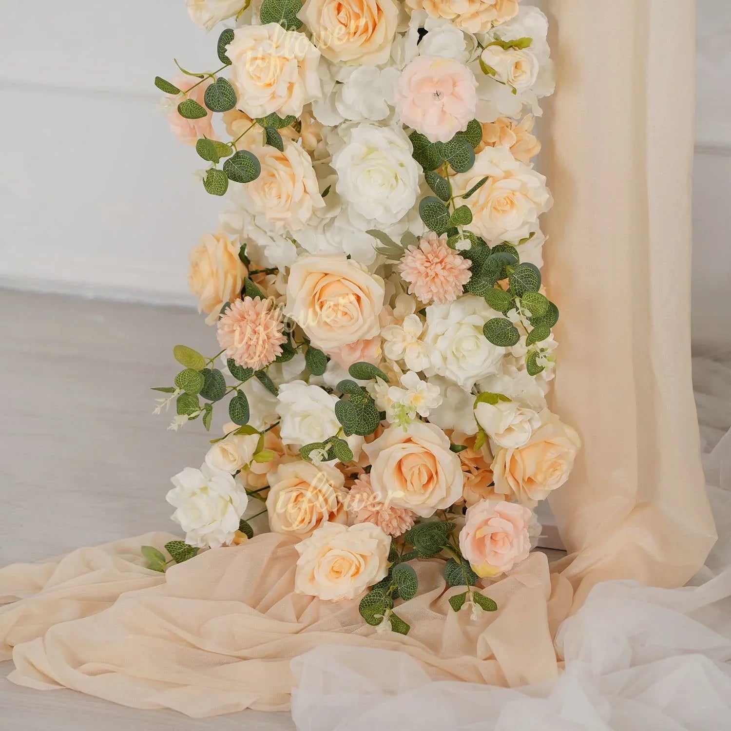 Uflower Champagne Rose Floral Square Arch Wedding Party Backdrop Decoration SET80173 - Uflower