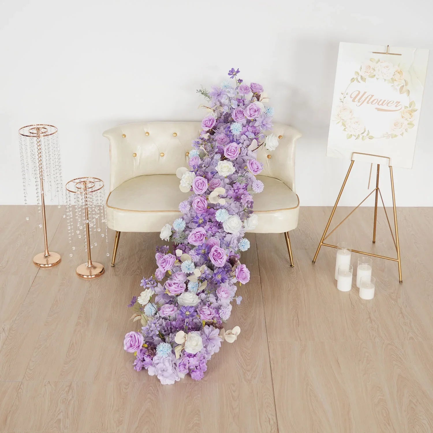 Uflower Purple Rose Floral Door Arch Wedding Party Backdrop Decoration MC80093 - Uflower