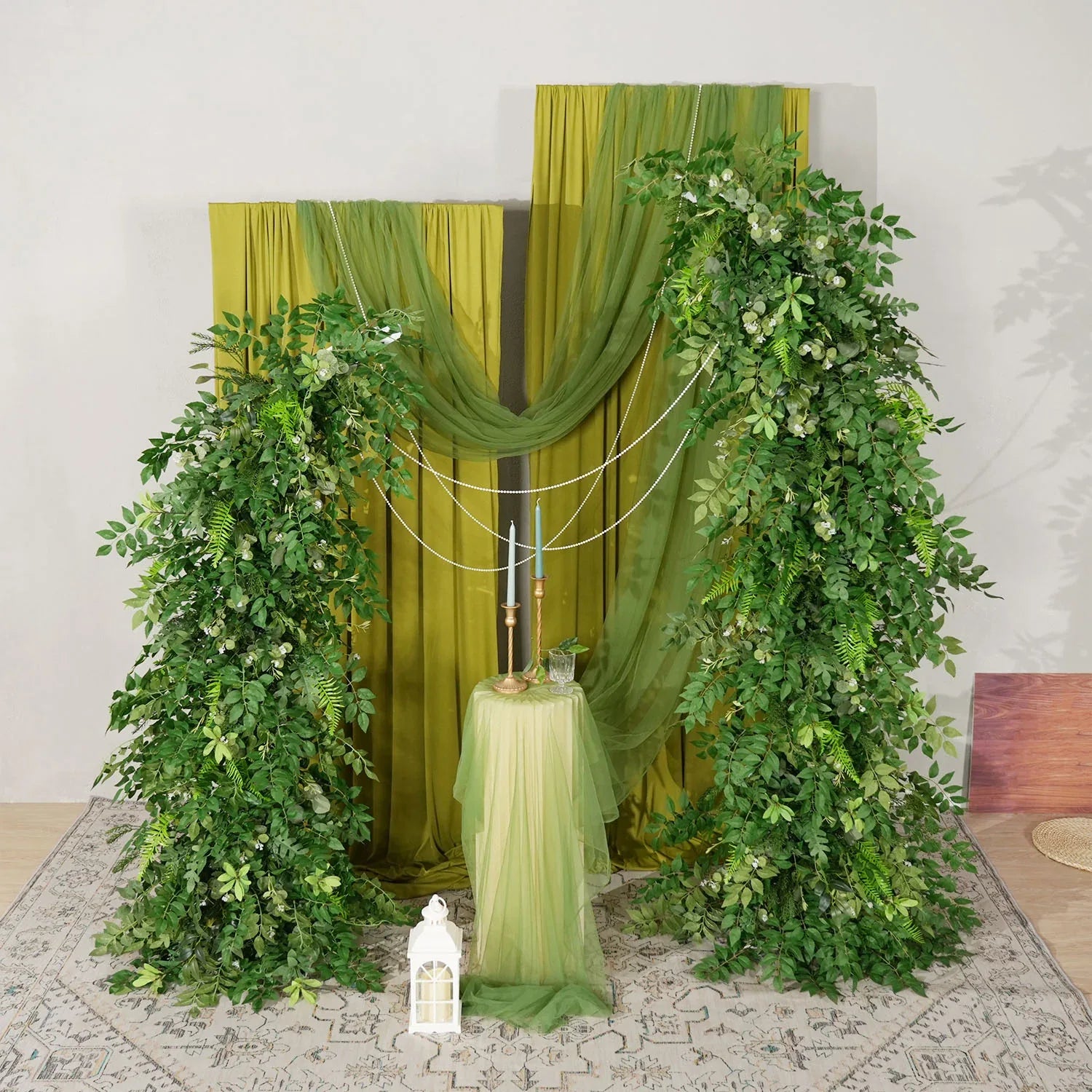 Uflower Green Leaf Horn Arch Wedding Party Backdrop Decor SET80125 - Uflower
