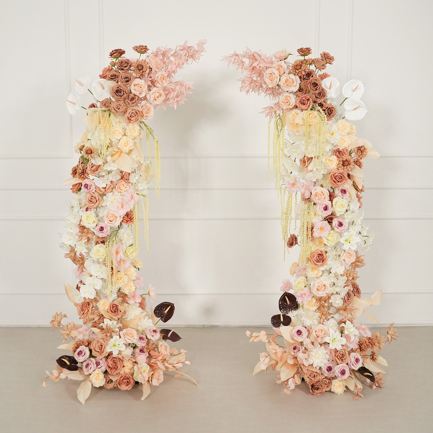 Uflower Terracotta Blush Floral Horn Arch Wedding Party Backdrop Decor SET80222