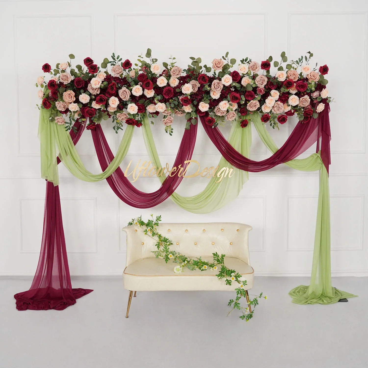 Uflower Artificial Rose Flower Row Wedding KT Backdrop Decor MC80062-01 - Uflower