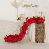 Uflower Artificial Red Rose Flower Row Wedding KT Backdrop Decor MC80075-03 - Uflower