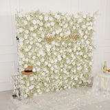 Uflower White Rose Baby's Breath Flower Wall Wedding Party Proposal Decor SET80226