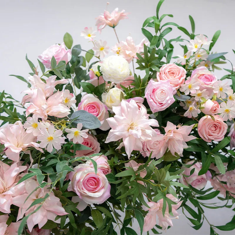 Uflower Pink Green Rose Door Arch Floral Arrangement Set DD02833