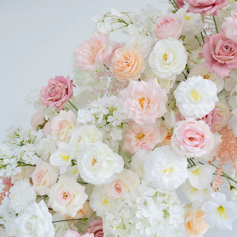 Uflower Pink White Rose Door Arch Floral Arrangement Set DD03111