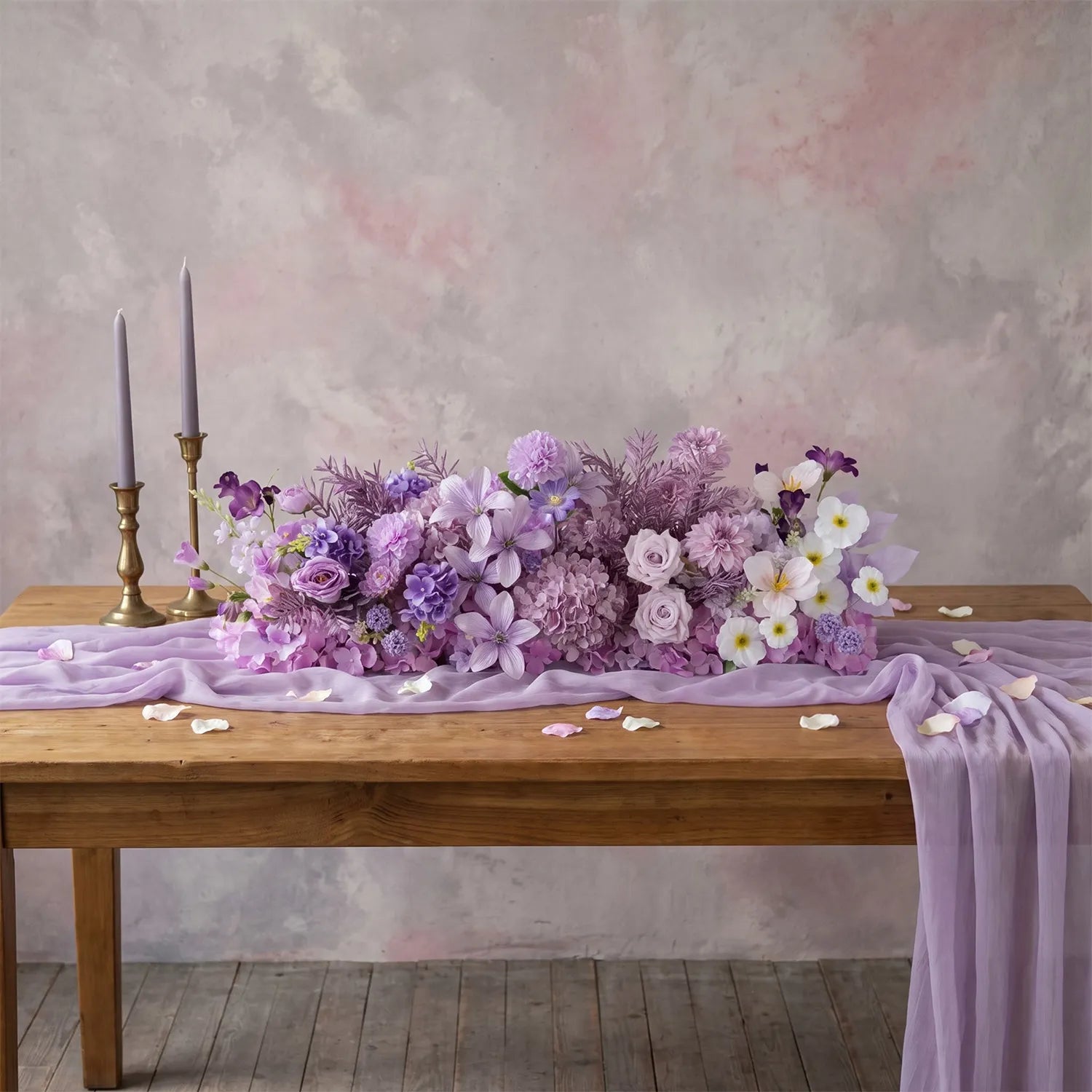 Uflower Taro Purple Wedding Decorations | One-Stop Wedding Styling with Arch, Bridal Bouquet, Chair Flowers & Floral Rows