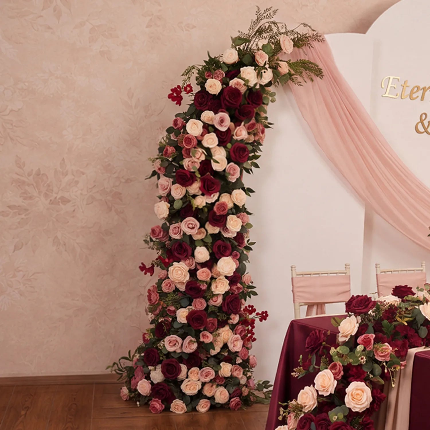 Uflower Red Wedding Decor Set | Horn Arch,Table Centerpiece &Table Runner |Multiple Sizes, One-Stop Styling