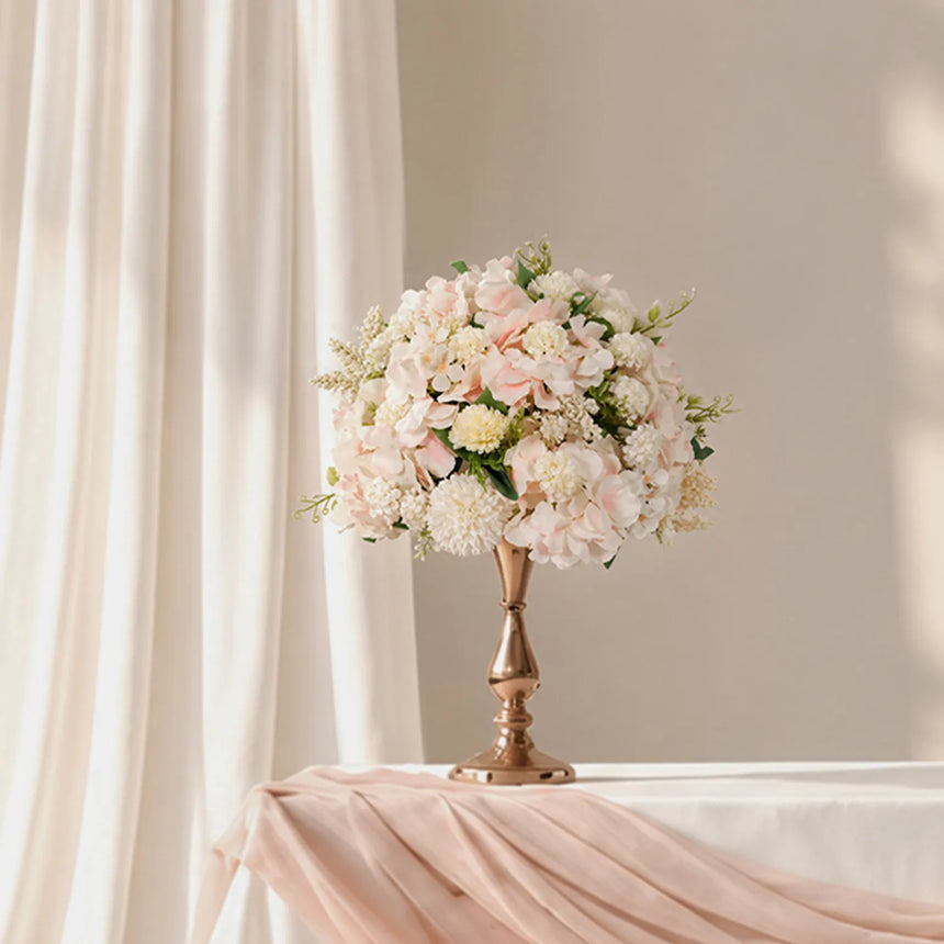 Soft Champagne & Pink Sweetheart Table Decor | One-Stop Floral Styling with Centerpiece & Ground Flowers
