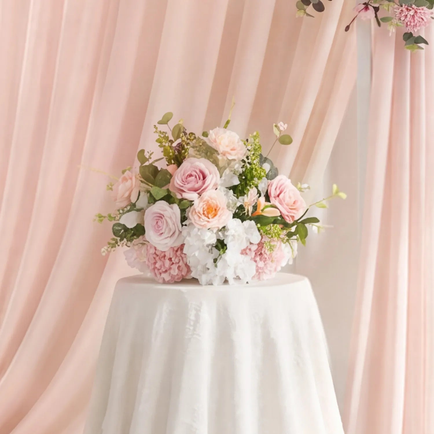 White & Pink One-Stop Wedding Flower Decor | Table Flower Balls, Ground Flowers & Flower Rows