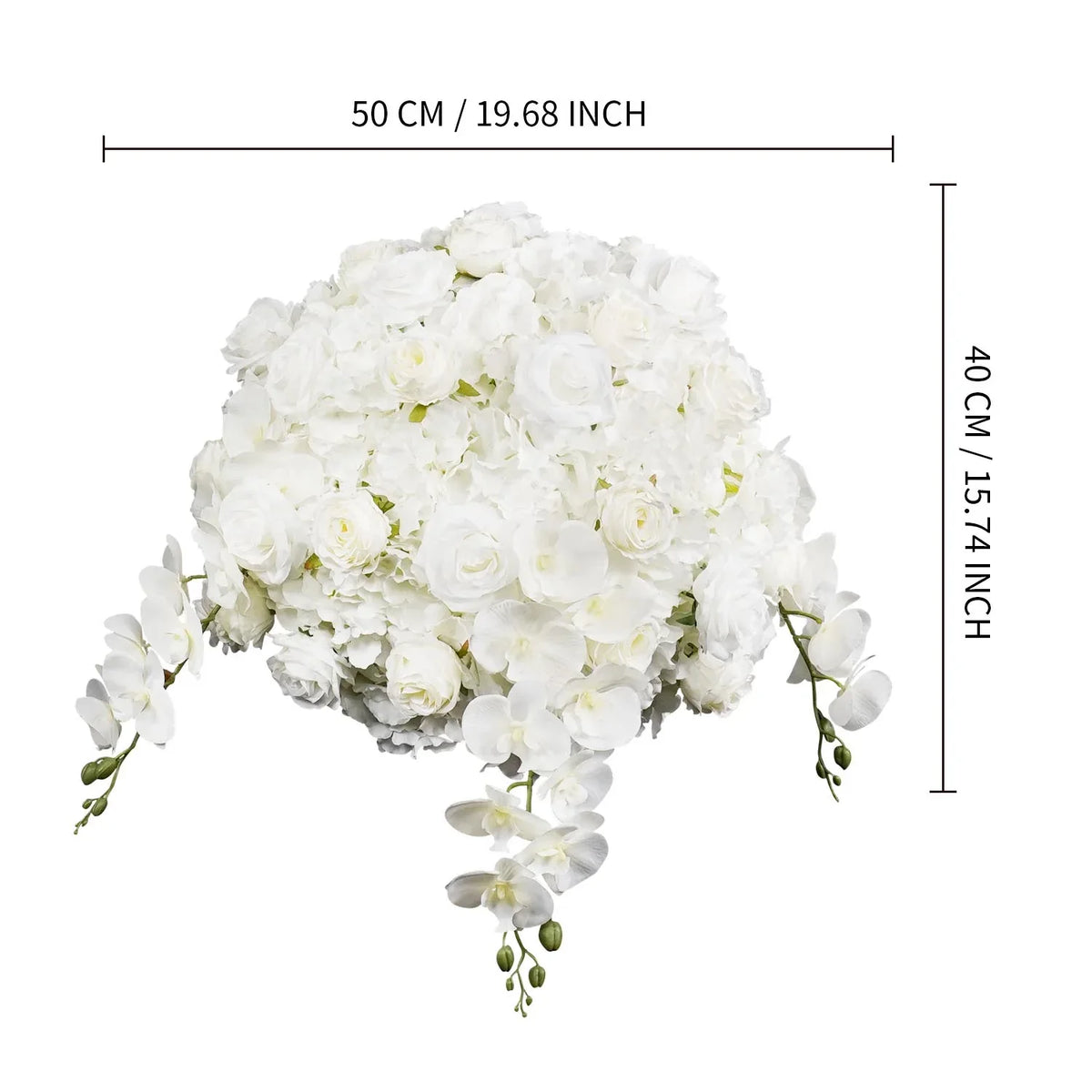 Uflower 50cm Cream White Spherical Faux Table Flower Arrangements MB80030 - Uflower