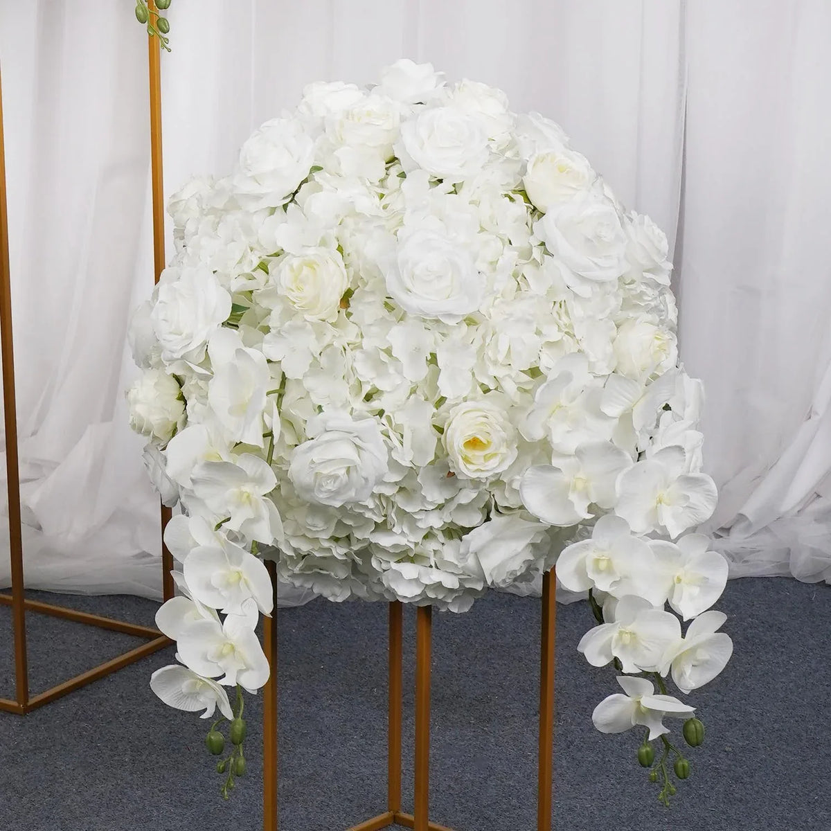 Uflower 50cm Cream White Spherical Faux Table Flower Arrangements MB80030 - Uflower