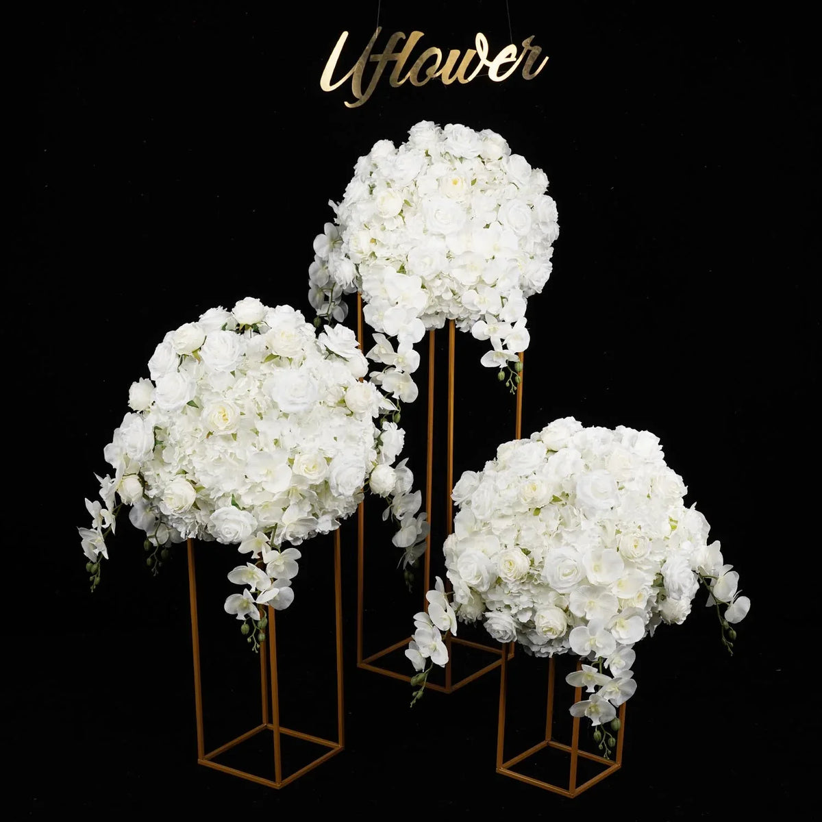 Uflower 50cm Cream White Spherical Faux Table Flower Arrangements MB80030 - Uflower