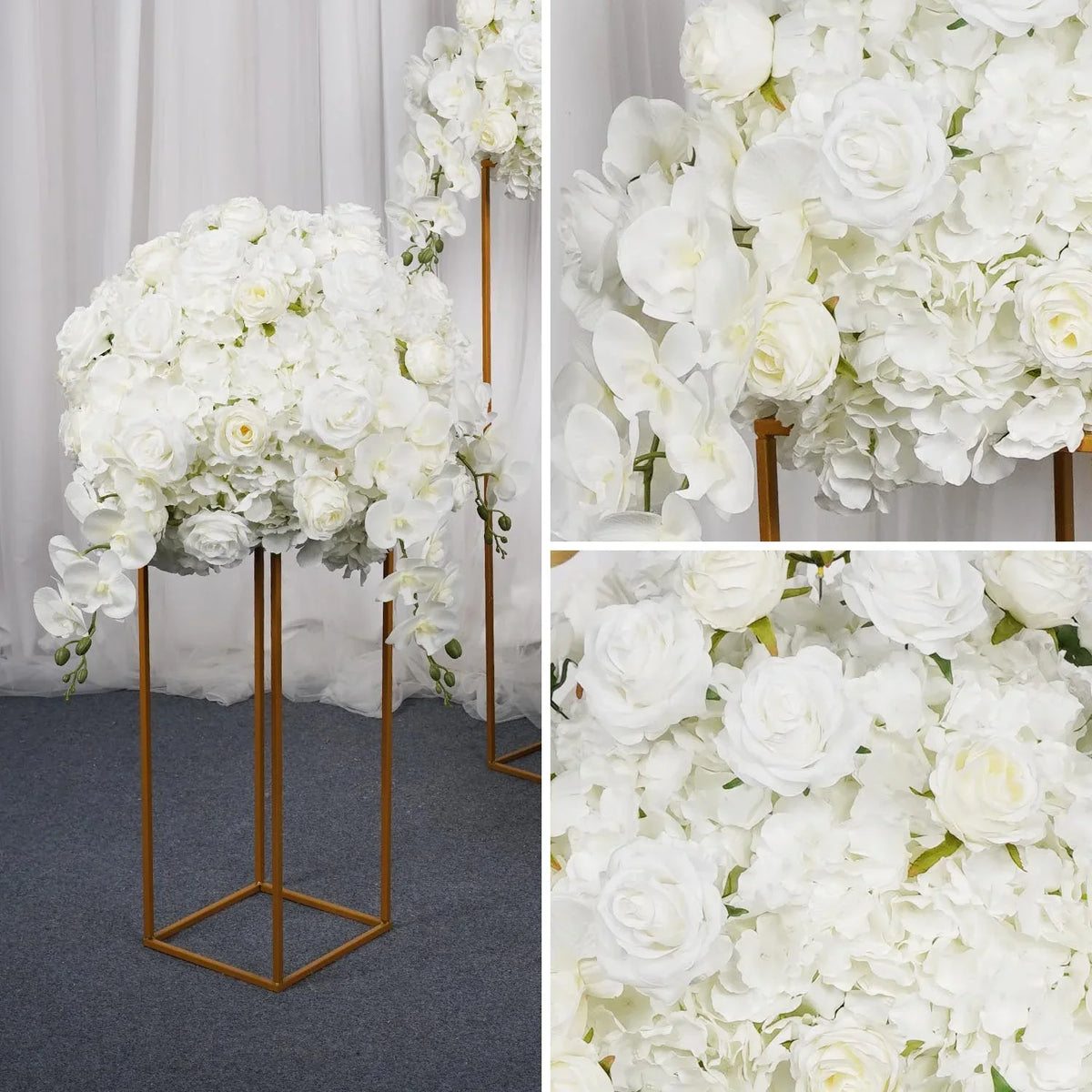 Uflower 50cm Cream White Spherical Faux Table Flower Arrangements MB80030 - Uflower