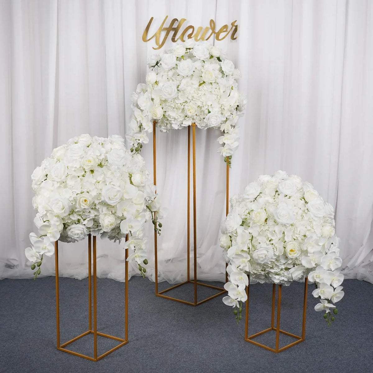 Uflower 50cm Cream White Spherical Faux Table Flower Arrangements MB80030 - Uflower