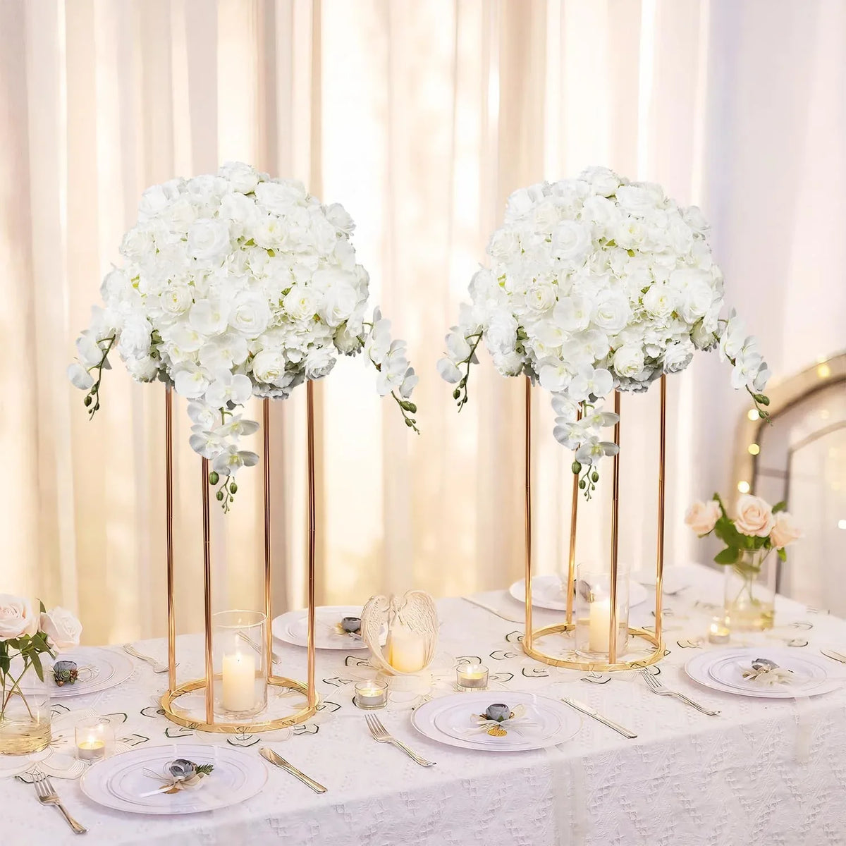 Uflower 50cm Cream White Spherical Faux Table Flower Arrangements MB80030 - Uflower