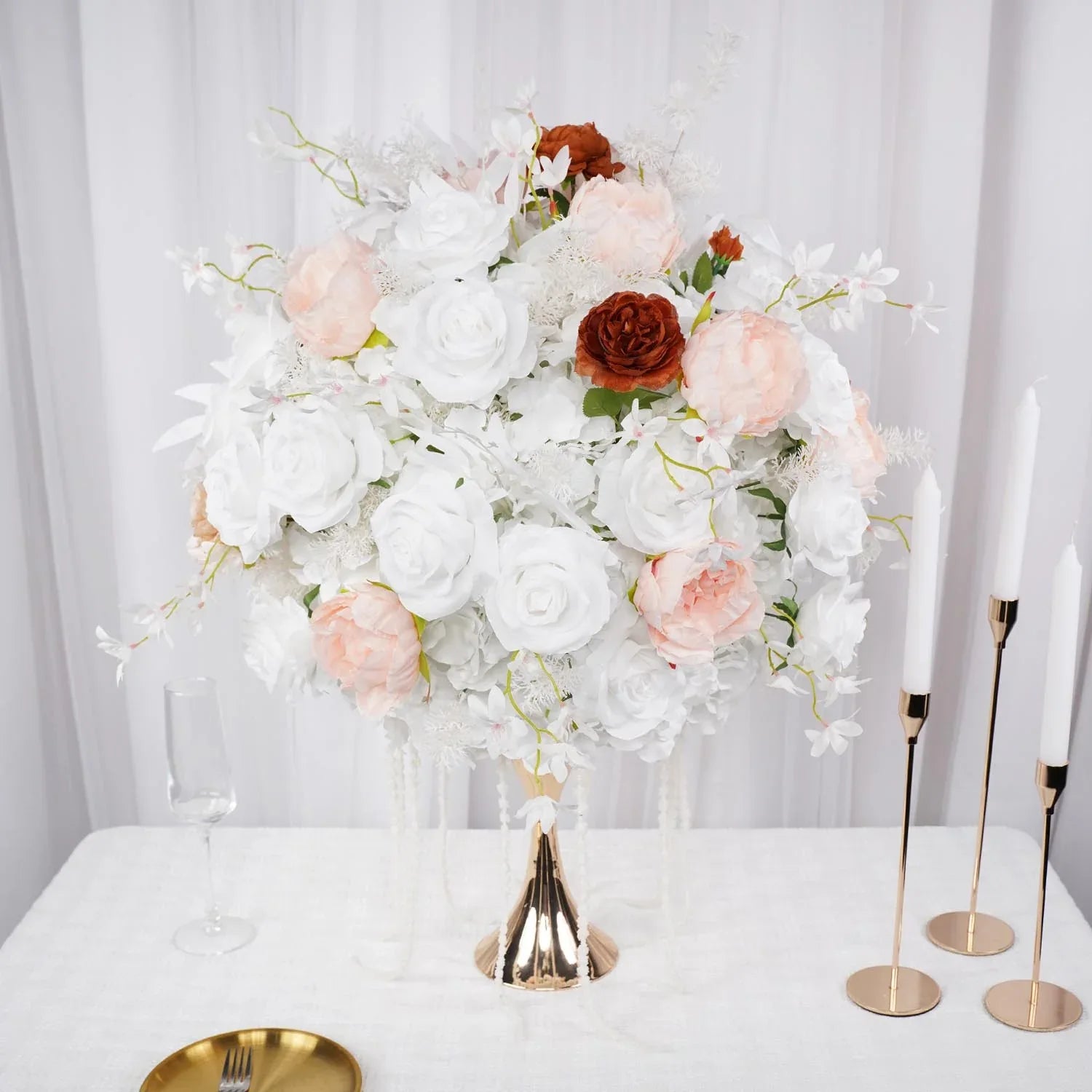 Uflower 50cm White Dried Table Flower Arrangements MB80029 - Uflower