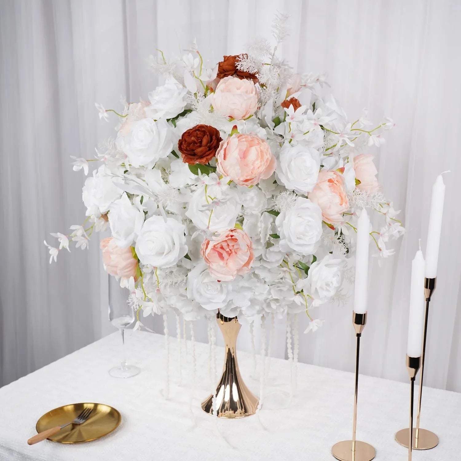 Uflower 50cm White Dried Table Flower Arrangements MB80029 - Uflower